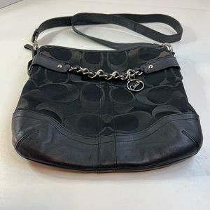 Coach Black Crossbody with Chain/Leather Detail